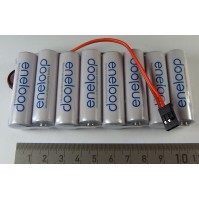 Pack baterías Eneloop 9,6 V plano con conector JR