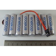 Pack baterías Eneloop 9,6 V plano con conector JR