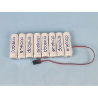 Pack baterías Eneloop 9,6 V plano con conector JR